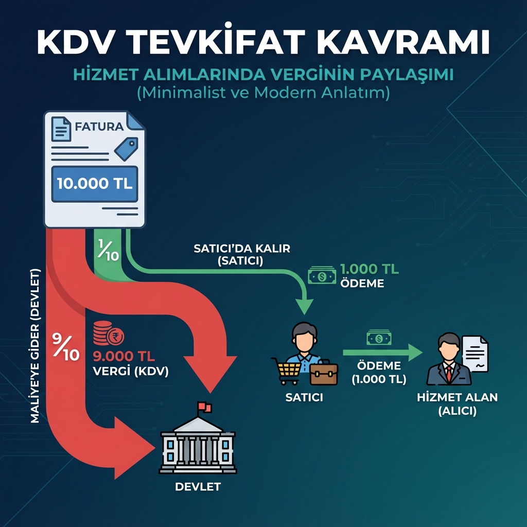 KDV tevkifat hesaplama infografik - 9/10 tevkifat oranı akış şeması